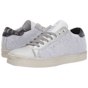 P448 John Space Sneakers Silver Gray Metallic Crackle Low-Top Shoes 40 US 9 9.5